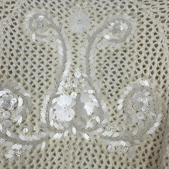 Anthropologie Knitted & Knotted Open Front Beaded Cardigan Bell Sleeve Size M - Picture 8 of 15